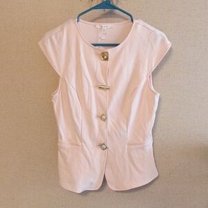 Pastels Light Pink Sleeveless Top with Rounded Neck